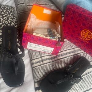 Tory Burch Black Leather Sandals
